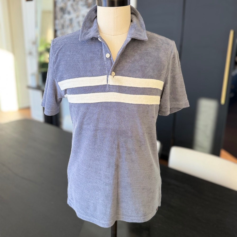 Men's Faherty Surf Stripe Terry Cloth Polo NWT